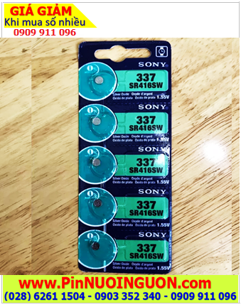 COMBO 01vỉ 5viên Pin đồng hồ 1.55v Silver Oxide Sony SR416SW _Pin 337 (Xuất xứ Indonesia)